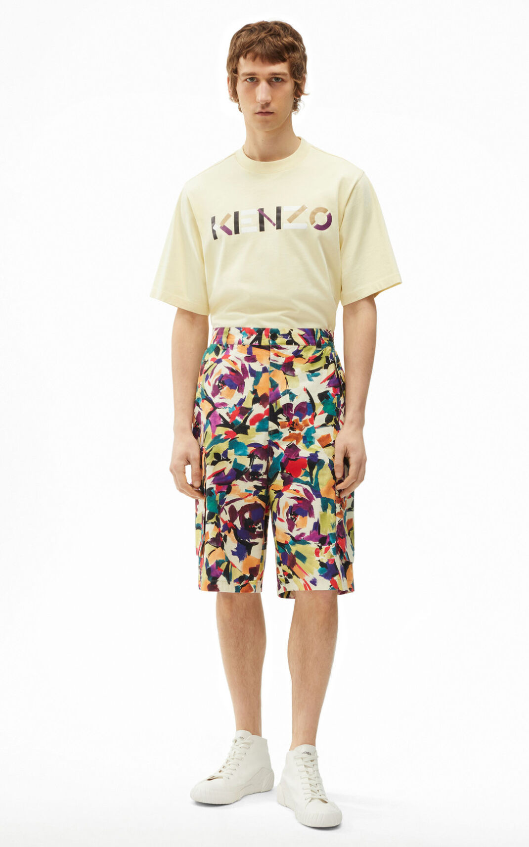 Kenzo Archive Floral cargo Shorts Olive For Mens 0239GVJKZ